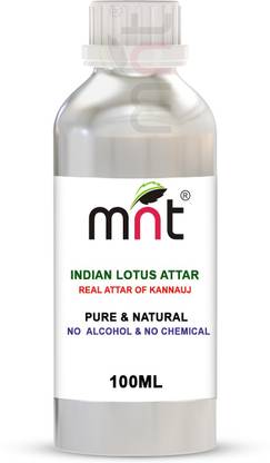 MNT Indian Lotus Attar For Unisex, Long Lasting & Alcohol Free (100ml) - Pure Natural & Premium Quality Roll-on Floral Attar