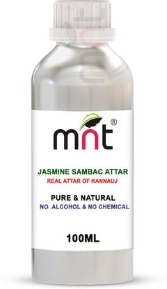 MNT Jasmine Sambac Attar For Unisex, Long Lasting & Alcohol Free (100ml) - Pure Natural & Premium Quality Roll-on Floral Attar