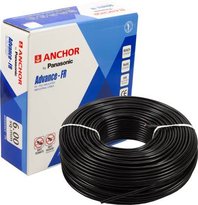 Anchor By Panasonic Advance FR 6.00 Sq.Mm. Black 90 Meters Electrical Wire 6 sq/mm Black 90 m Wire