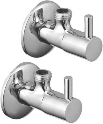 hindustan sanitary Faucet set - 02 PACK OF 2 Angle Valve EVA Brass Chrome Plated/Angle Cock For Bathoom/Bathroom Taps/Angle Valve Stop Cock/Angle Valve For Geyser And Wash Basin Connection - Set of 2 Angle Cock Faucet (Wall Mount Installation Type) Angle Cock Faucet