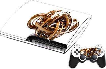GADGETSWRAP GMCCG19594 - Printed Orange White Abstract Skin For Sony PS3 Console & Controller  Gaming Accessory Kit