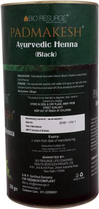 BIO RESURGE LIFE Padmakesh Ayurvedic Henna Black Colour