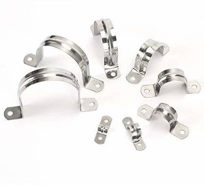SND 8 Pcs Strong Pipe Saddle clamp U Shaped Stainless Steel Pipe Bracket Hose Clip Card Hose Clamps