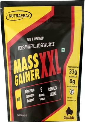 NUTRAEBAY MASS GAINER XXL Protein with whey, casein & pea, Chocolate Whey Protein Weight Gainers/Mass Gainers
