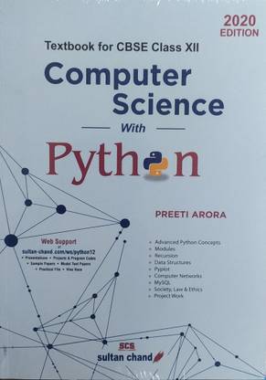 Computer Science With Python For Class-12 By Preeti Arora CBSE For 2020-2021 Examination