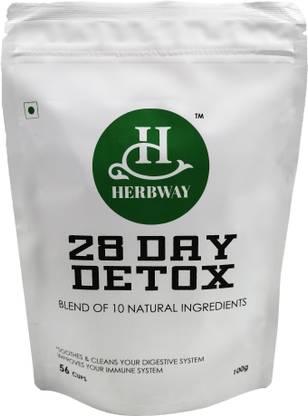 HERBWAY 28 Day Detox Green Tea with Mint, Lemon Grass, Cinnamon, Liquorice, Senna, Rose Tea Blend Pouch