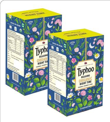 typhoo Organic Herbal Infusion Night Time Cinnamon Green Tea Bags Box
