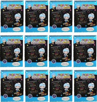 Art Bundle Big Size Crafts Rainbow Art Scratch Paper Art Drawing NoteBook with Wooden Pencil, : Pack of 12 pcs : Size 10.5 X 7.5 inches