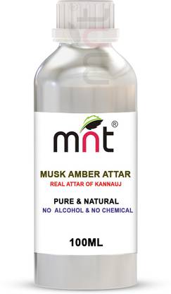 MNT Musk Amber Attar For Unisex, Long Lasting & Alcohol Free (100ml) - Pure Natural & Premium Quality Roll-on Floral Attar