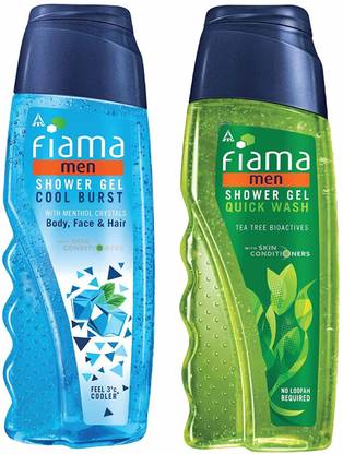 फिअमा Quick Wash Shower Gel 250ml + Cool Burst Shower Gel 250ml Combo Pack=500ml