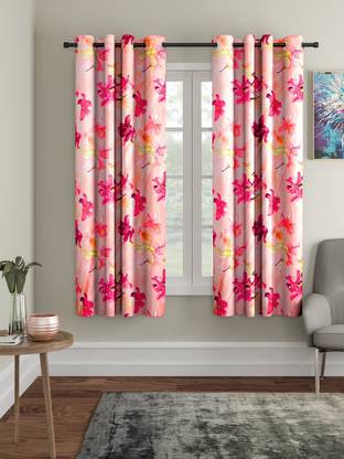 Home Sizzler 153 cm (5 ft) Window Polyester Semi Transparent Curtain (Pack Of 2)