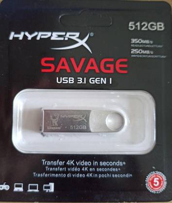 KINGSTON HYPERX 512 GB Pen Drive Compatible with Laptop, Audio Player, Gaming Console, Tablet, Desktop Computer, Television, Mobile, Netbook USB 2.0 Metal Case