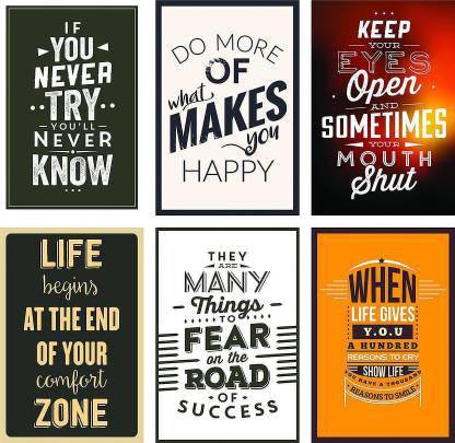 Motivational Posters for Student Room Walls Set of 6 Paper Print