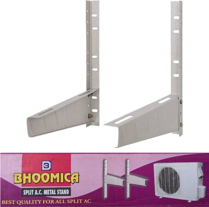 Bhoomica Split AC Wall Mounting Bracket/Split AC Stand, White 17.5 Inch Brackets & 19.5 Inch L Angle Shelf Bracket