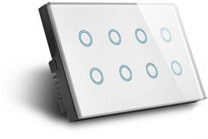housemate 8Gang WiFi Wall Smart Touch Light Switch with Home Voice Control,White (Pack of 1.) Smart Switch