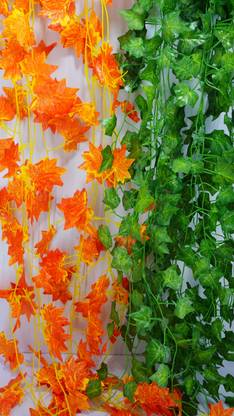 Litleo Great For Decoration 2 Green 2 Orange Artificial Plant