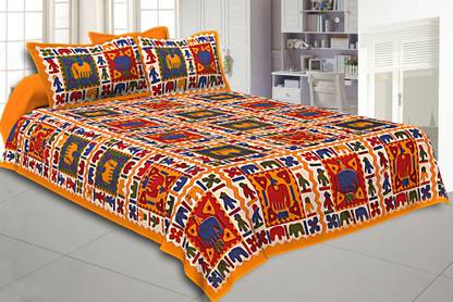 VISHNURAJ 144 TC Cotton King Printed Flat Bedsheet