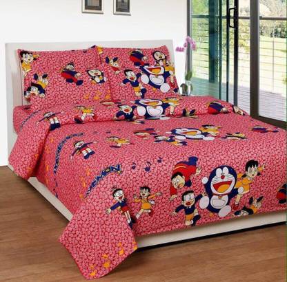 Rushika Cotton Queen Flat 160 TC Cartoon Bedsheet