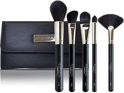 Aesthetica Pro Series 5-Piece Contouring And Highlighting Makeup Brush Set - Includes Large Powder, Foundation, Angled, Deluxe Fan & Precision Concealer Makeup B