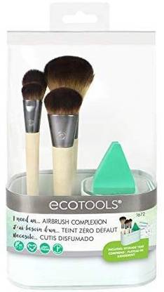 EcoTools Airbrush Complexion Kit, Includes 1 Makeup Wedge, 4 Brushes, 3 Beauty Look Cards, Convenient Storage Cup, Full Face-Perfecting Makeup Brush Set