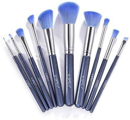 USpicy Makeup Brushes, Professional Makeup Brush Set 10 Pieces (Soft Synthetic Fiber For Uniform Application Of Blush, Creams, Liquids, Contouring & Powders)