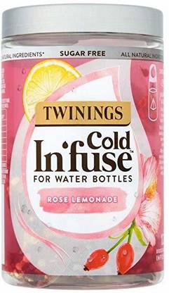 Twinings ugarfree Cold In'fuse for Water Bottles Rose Lemonade 12 Infusers, Energy Drink