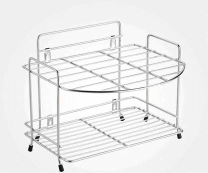 BEMALL Utensil Kitchen Rack Steel Stainless Steel Double Layer Water Filter Stand Wall Mounted with Glass Rack Holder.