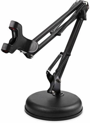 Techtest Adjustable Desktop Suspension Mic Boom Scissor Arm Stand Holder with Round Base for Phone Microphone ,Foldable Microphone Stand and Phone Mobile Holder R-108 Desktop Microphone Stand, Studio Microphone Stand, Recording Mic Stand, Mic Clip Arm with Table Mounting Clamp Suitable for Live Broadcast Mobile stand . Microphone Stand