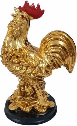 UDee Rooster Chicken Statue Feng Shui for Decoration Meaning Good Luck and Wealth Decorative Showpiece  -  13 cm