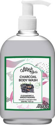 Mirah Belle Charcoal Body Wash - Sulfate & Paraben Free - For Healing Acne, Pimples, Scars, Blemishes & Breakouts. Makes Skin Soft, Smooth & Clear. Anti - Pollution. SLS, Paraben, GMO-Free.