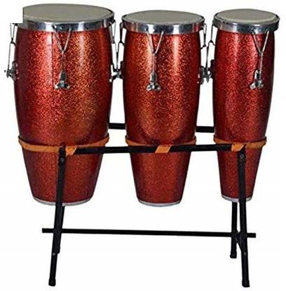 SHARMA MUSICAL STORE 3 Piece Congo Drum Fiber Folding Stand (Red) Fiber Bongo