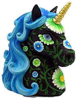 Azure Blue Daisy Unicorn Coin Piggy Bank Kids Decor [Cat_7041] Coin Bank