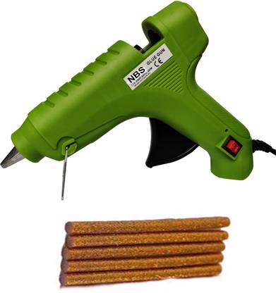 NBS Glue GunGreen 80W with 5 Golden Glitter StickLeak Proof Standard Temperature Corded Glue Gun