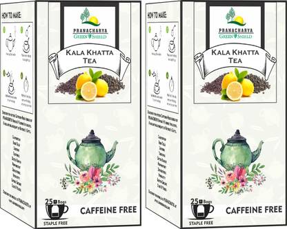Pranacharya Kala Khatta Masala Flavor Tea Bags 50 Bags for Weight Loss Black Pepper Masala Tea Bags Box