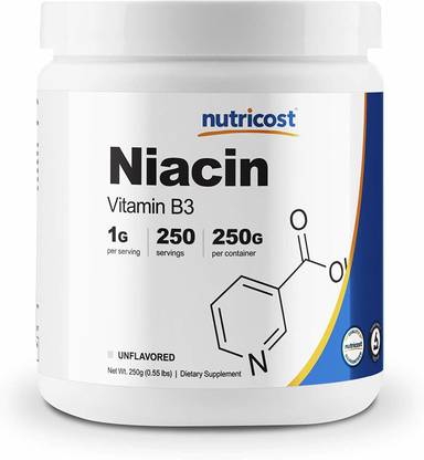 Nutricost Niacin Vitamin B3 1G Per Serving 0.55 lbs Unflavored Powder