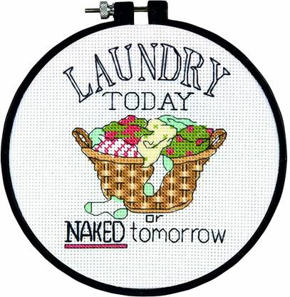 DIMENSIONS Laundry Today or Naked Tomorrow'' Counted Cross Stitch Kit 