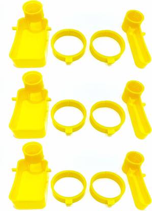 PickMePets Bird Cage Feeder Drinker Cups for Any Bottle Use with Free Bottle Holder Rings Yellow (Pack of 3) Caged Bird Feeder
