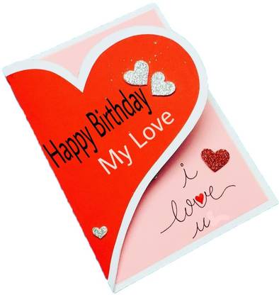 Gaurangi card Birthday Greeting Card for Love - Greeting card - Red Heart Birthday Greeting Cards - I Love you Greeting card (red, pack of 1) Greeting Card