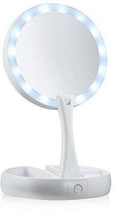 Angel Enterprise Foldaway Double Sided LED Mirror 10x Magnification Vanity Compact Foldable Mirror,