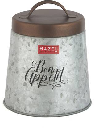Hazel Round Antique Wash Finish Conical Canister With Bronze Lid Storage Container 1400 Ml Cast Iron Grocery In India Hazel Round Antique Wash Finish Conical, Antique Food Storage Containers