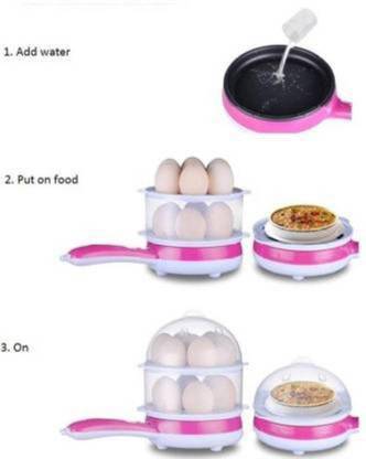 Beauty Collection 2 In 1 Double Layer Electric Non Stick Mini Egg Frying Pan Boiler. 1 boiller Egg Cooker (14 Eggs) 2_IN_1_EGG_BOILLER Egg Cooker