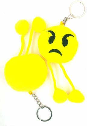 Sparsh Collection Long Angry Face Emoji Smiley Key Chain with Metallic Ring for Everyone Key Chain
