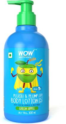 WOW SKIN SCIENCE Kids Plush & Plump Body Lotion - Green Apple - SPF 15 - No Parabens, Mineral Oil, Silicones & Color - 300mL