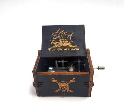 Windup Pirates of The Caribbean (Black) Wooden Music Box - He is a Pirate - Hand Crank Black