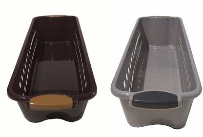 N-STORE Plastic Baskets Multipurpose Storage Basket Combo of 2 Storage Basket