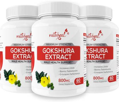 Natureal Gokshura Pure Extract 800 mg Capsules for Maximum Strength & Improved Performance