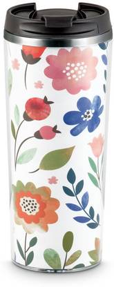 FREELANCE Non Vacuum Insulated Stainless Steel Flask, Water Travel Bottle, 350 ml, Floral 350 ml Steel Bottle