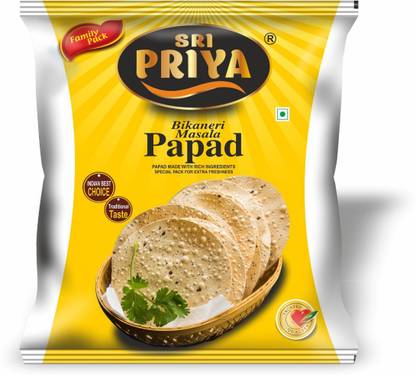 Sri Priya Masala PAPAD 200 GM POUCH (PACK OF 5) Masala Papad (Pack of 5)