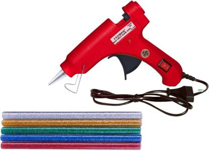 FADMAN RED 20 W 20 WATT 5 GLITTER GLUE STICKS Standard Temperature Corded Glue Gun