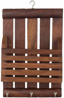 MODERNCOLLECTION Wooden Multipurpose Entryway Mobile Stand | Key Holder | Envelope Holder | Mail Storage Organizer Wood Key Holder